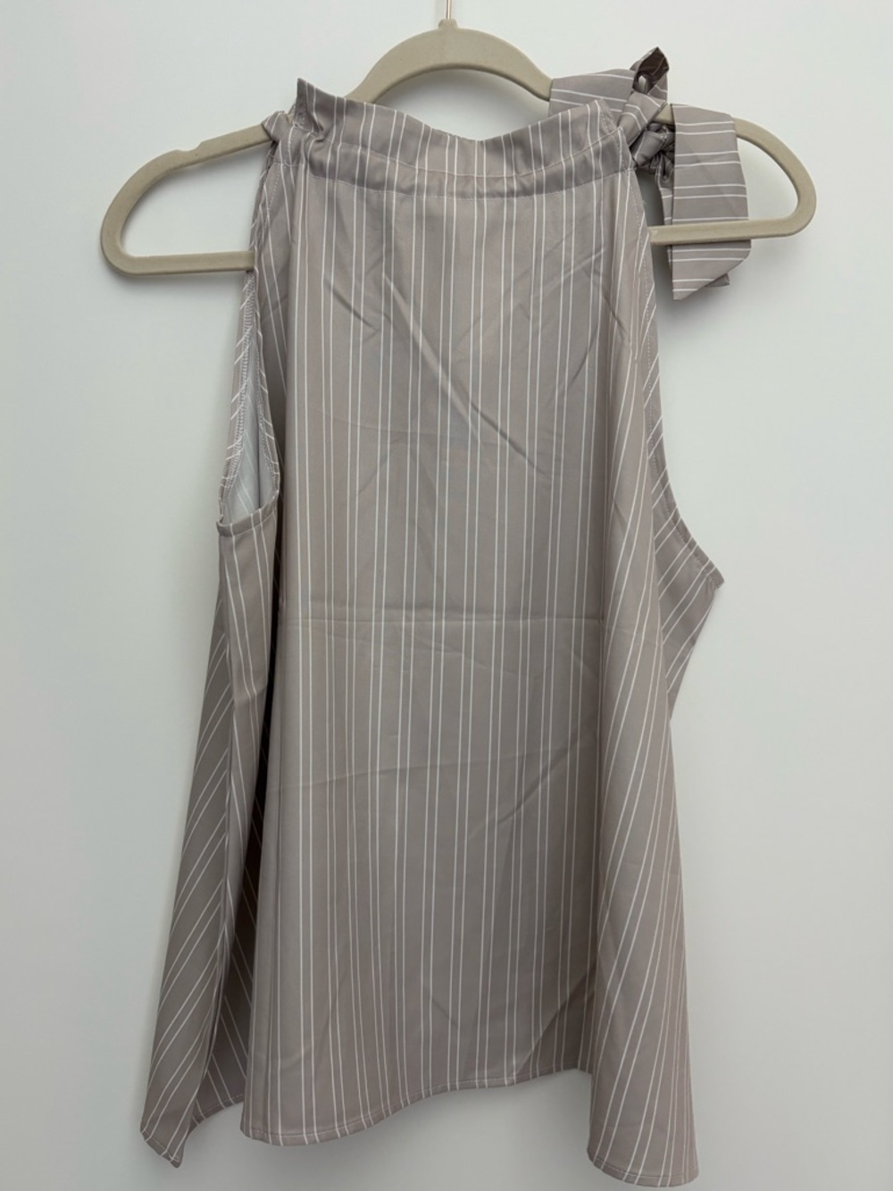 Leighton Grey Pinstripe Bow-Shoulder Top
